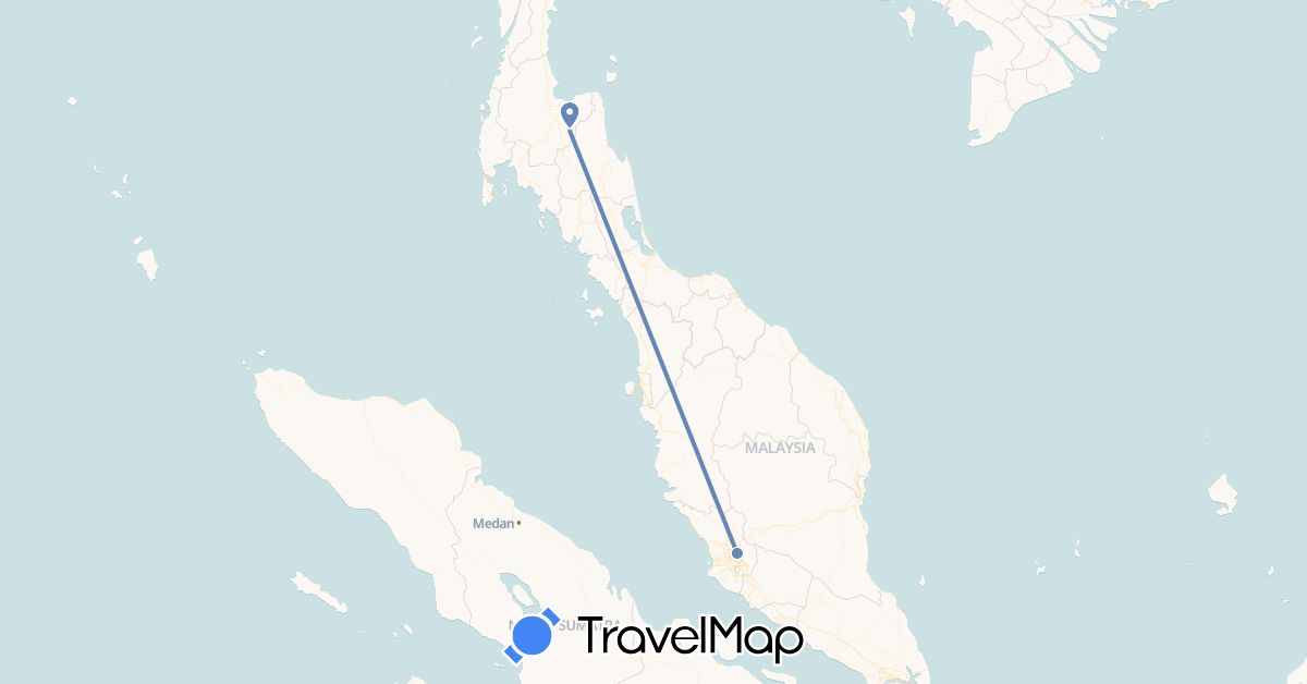 TravelMap itinerary: driving, cycling in Malaysia, Thailand (Asia)